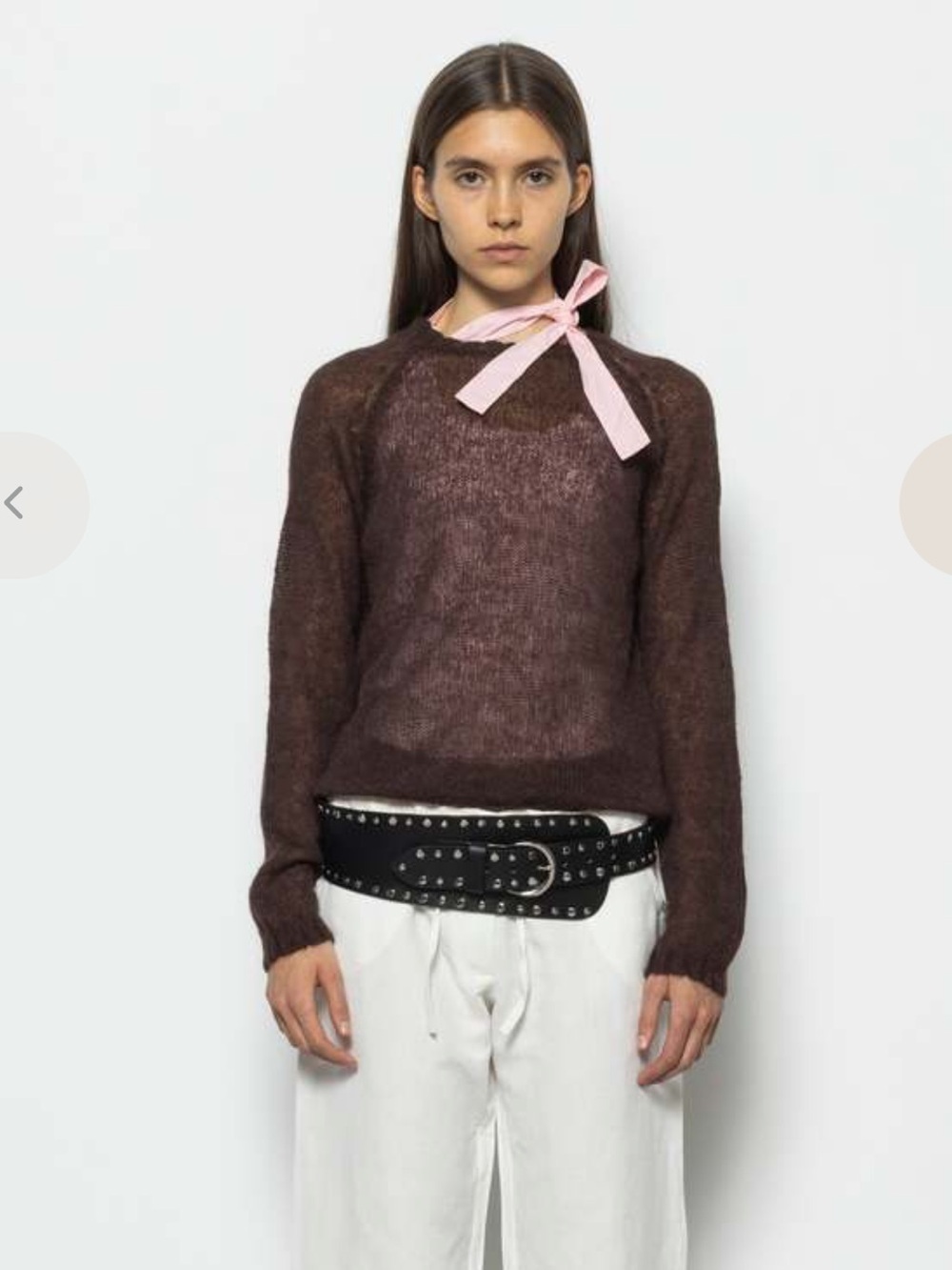 Brazeau Tricot Sheer eggplant purple Crewneck Knit Sweater